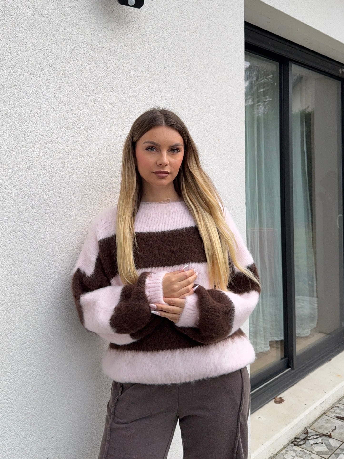 Pull oversize - rose/marron