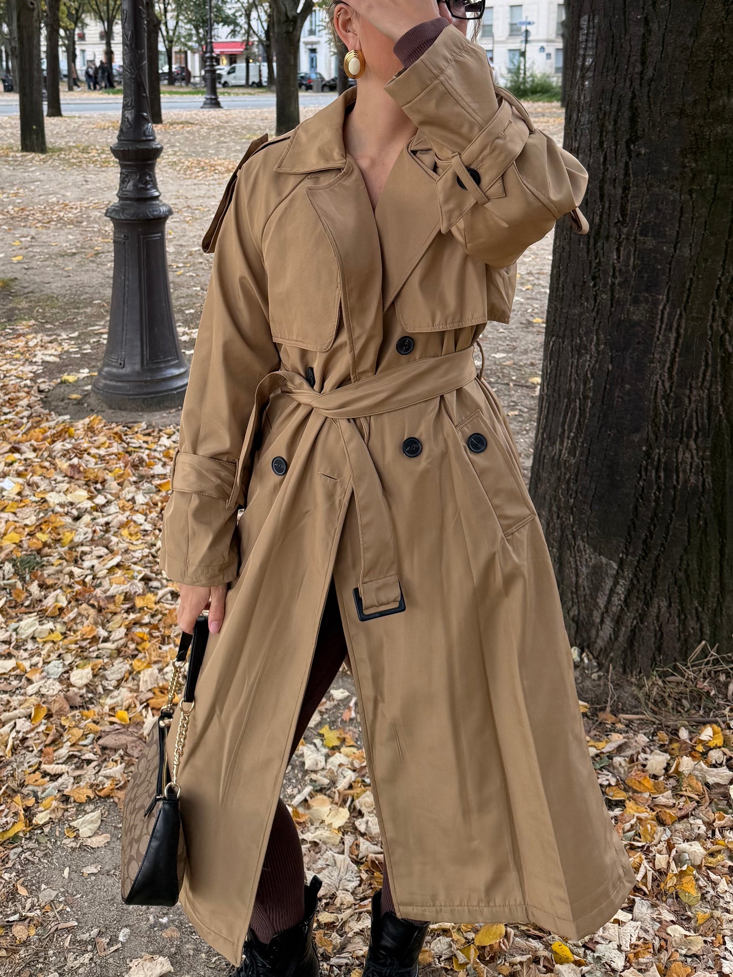 Trench-Coat Brun Double Boutonnière