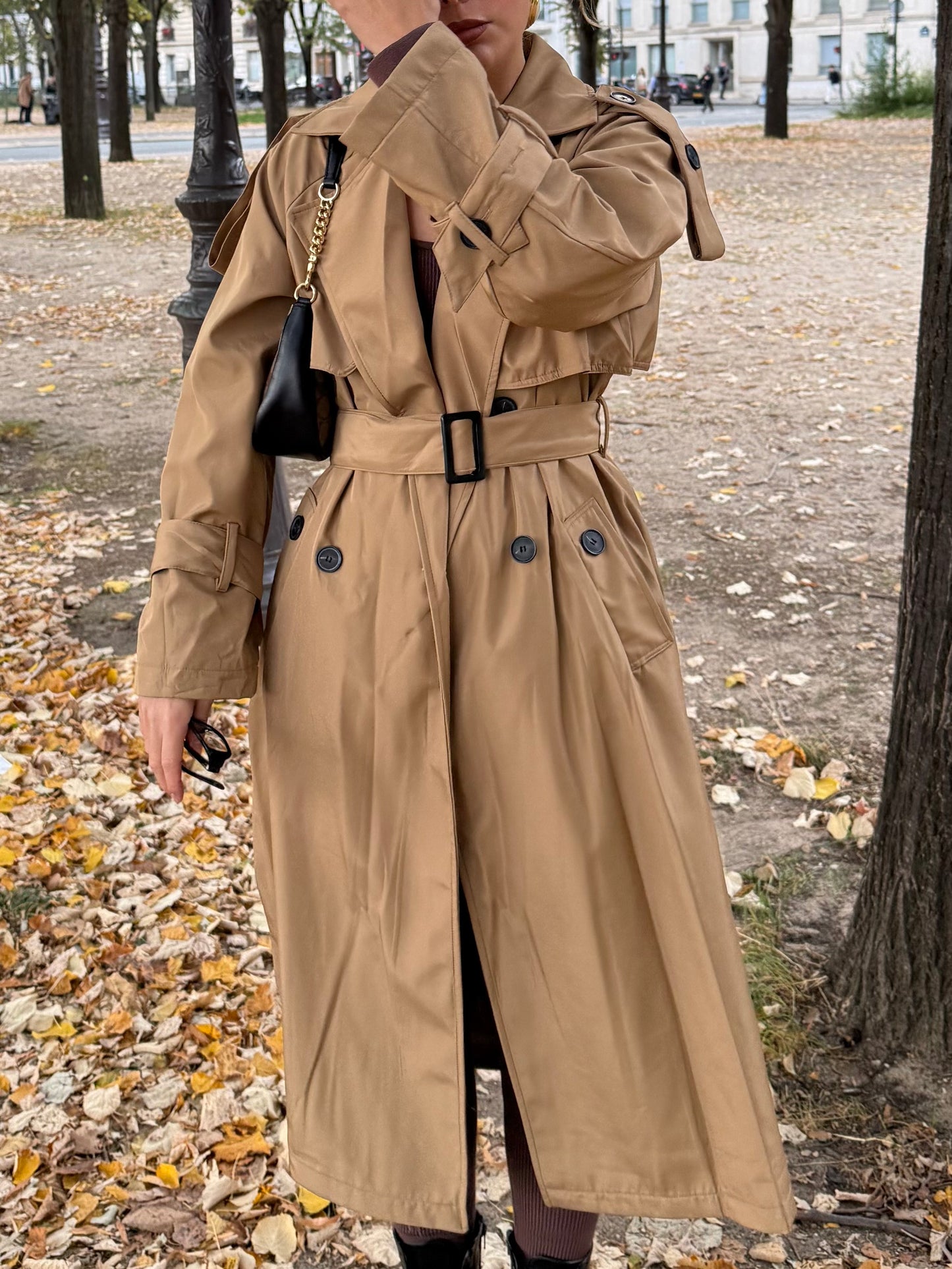 Trench-Coat Brun Double Boutonnière