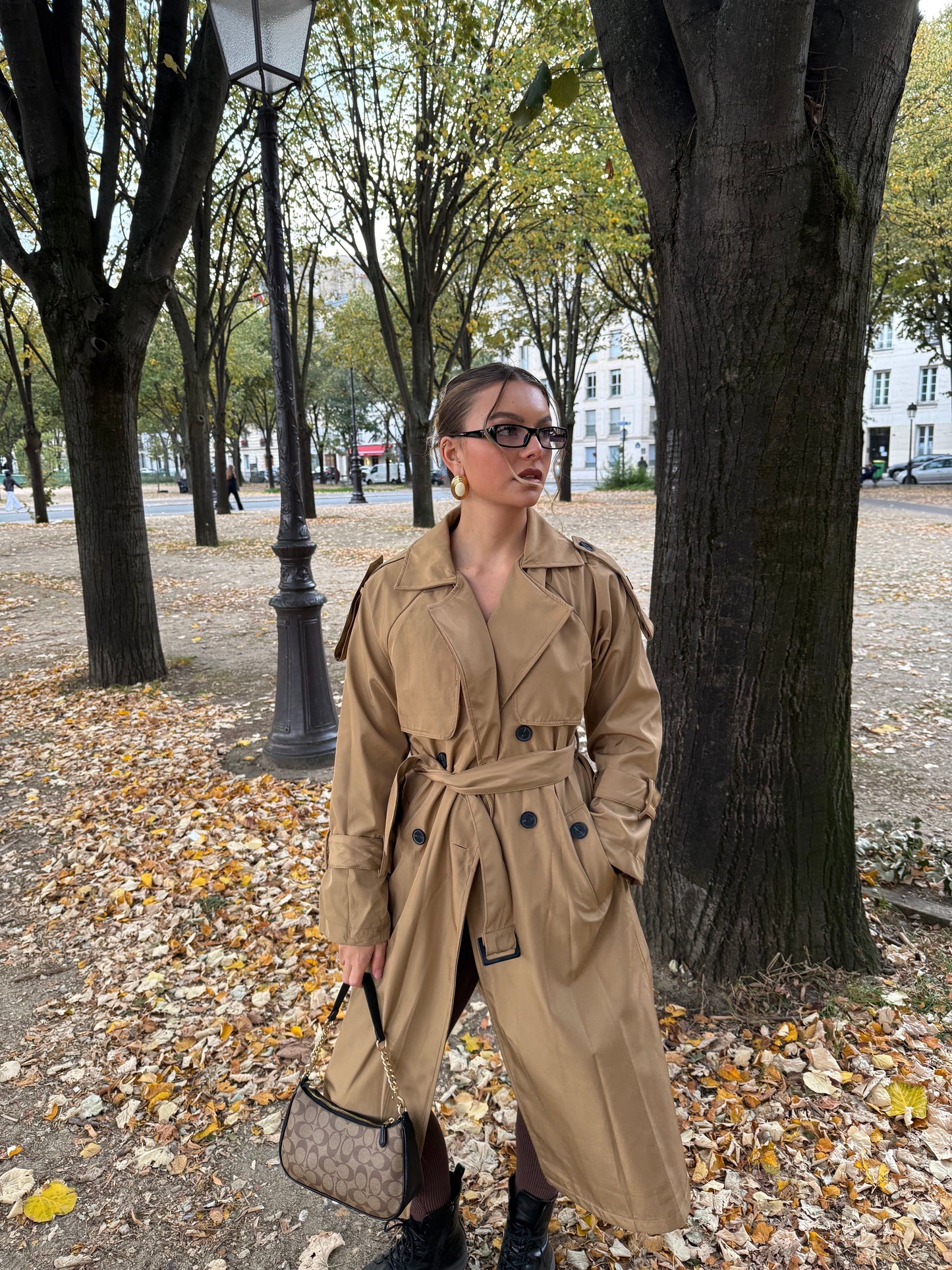Trench-Coat Brun Double Boutonnière