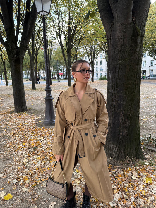 Trench-Coat Brun Double Boutonnière