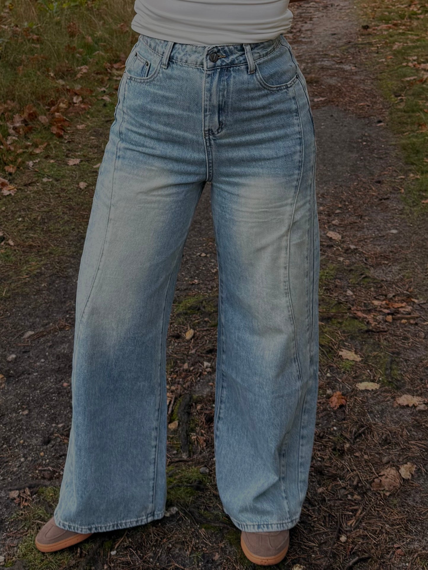 Jean wide leg effet vintage